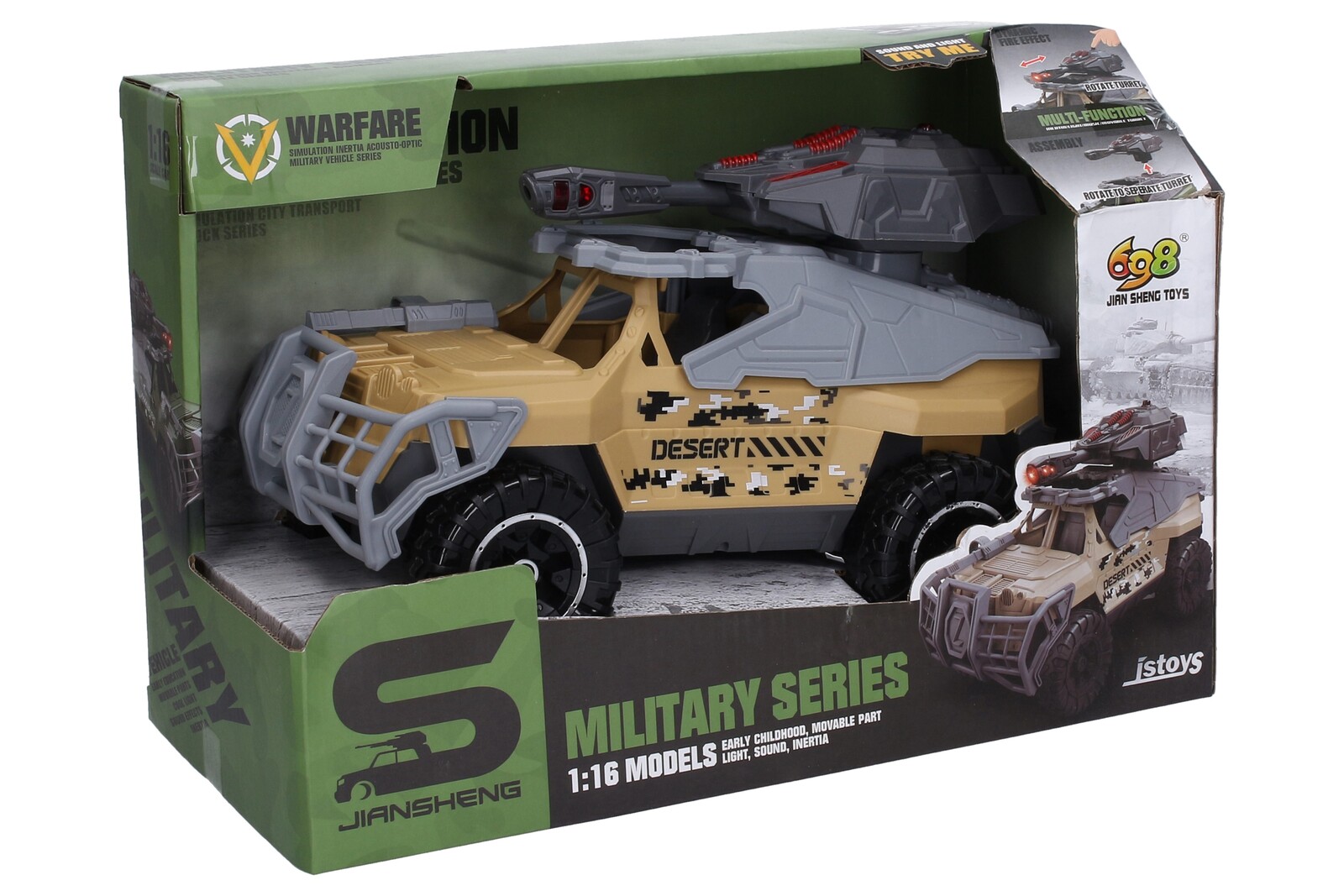 Auto vojenské s dělem a efekty 33,5 cm