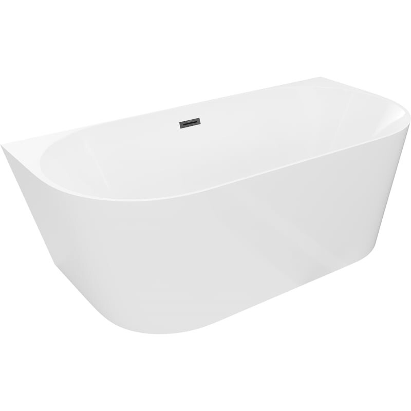 MEXEN/S Oval Slim volně stojící vana nástěnná 170 x 80, bílá, sifon a přepad černá 52661708000-70