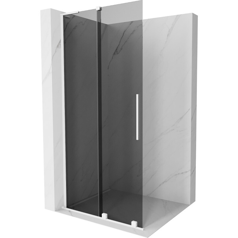 MEXEN/S Velar L Sprchová zástěna posuvná Walk-in 100 x 200, grafit 8 mm, bílá 871-100-003-43-20