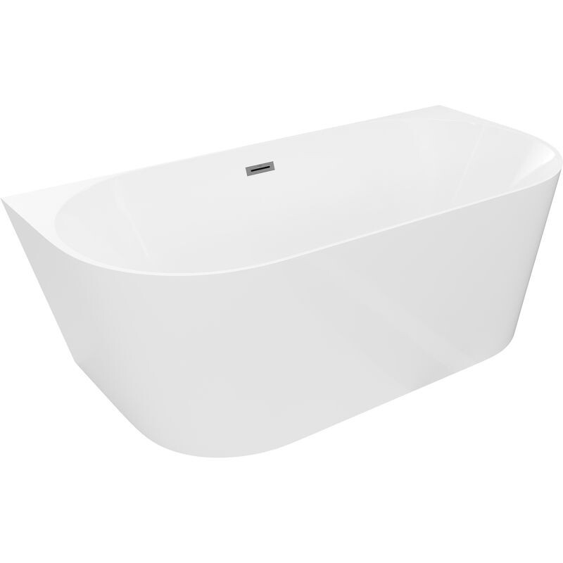 MEXEN/S Oval Slim volně stojící vana nástěnná 170 x 80, bílá, sifon a přepad grafit kartáčovaná 52661708000-66