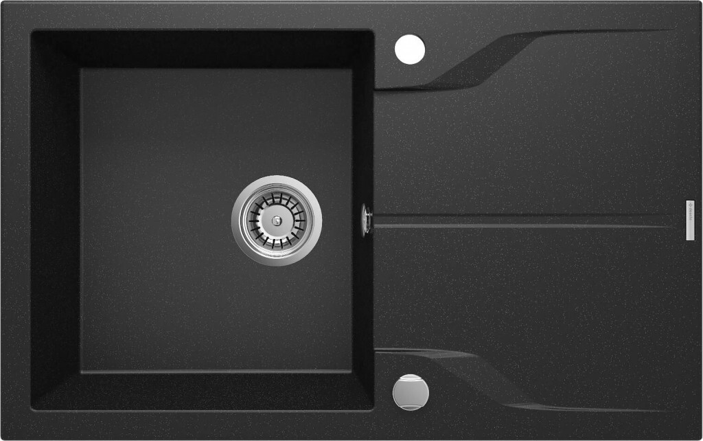 DEANTE Andante flush grafit metalic Granitový dřez s odkapávačem zápustný ZQN_G11F