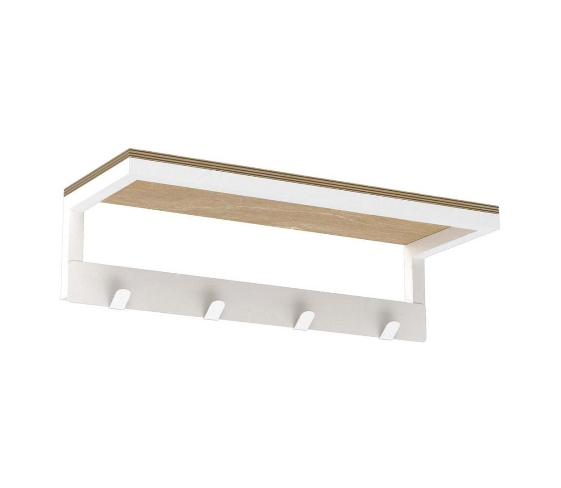 Nástěnný věšák na ručníky s policí 10x40 cm bílá