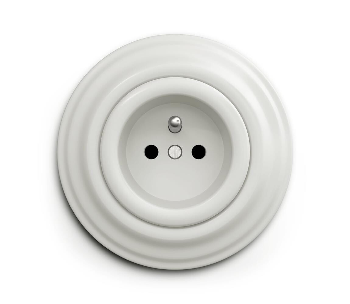 lap lap - Retro zásuvka domovní s rámečkem 230V bílá