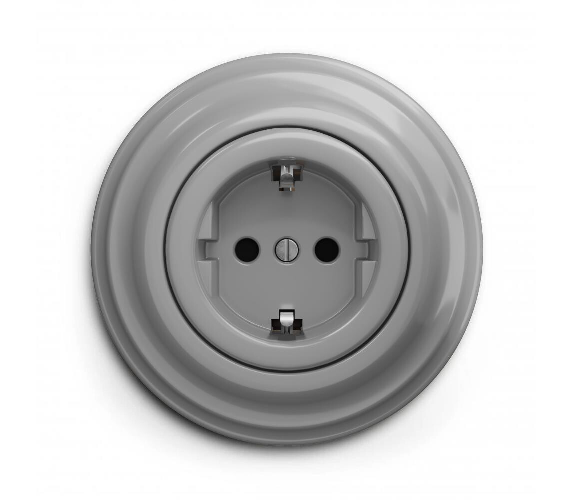 lap lap - Retro zásuvka domovní s rámečkem SCHUKO 230V/16A šedá