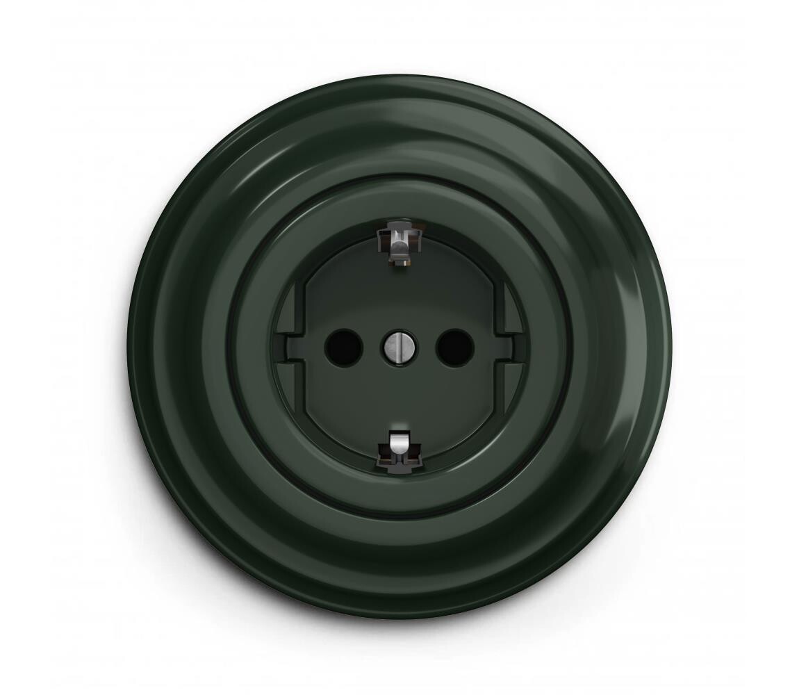 lap lap - Retro zásuvka domovní s rámečkem SCHUKO 230V/16A zelená
