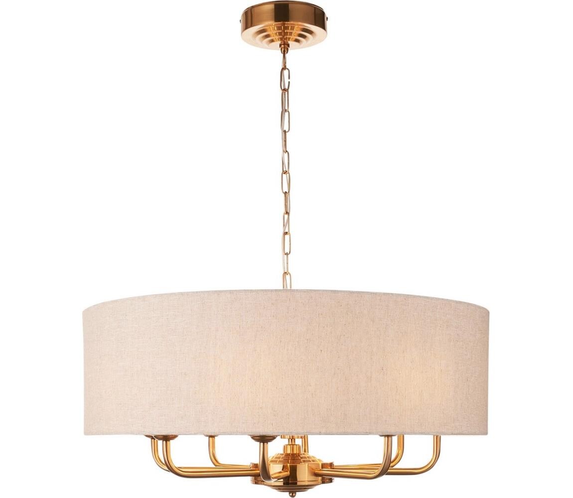 Endon Endon 110727 - Lustr na řetězu HIGHCLERE 8xE14/6W/230V béžová/mosaz pr. 70 cm