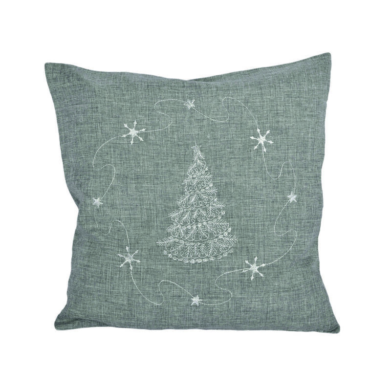 Návlek na polštář, Bílostříbrný stromeček, šedý, 40 x 40 cm