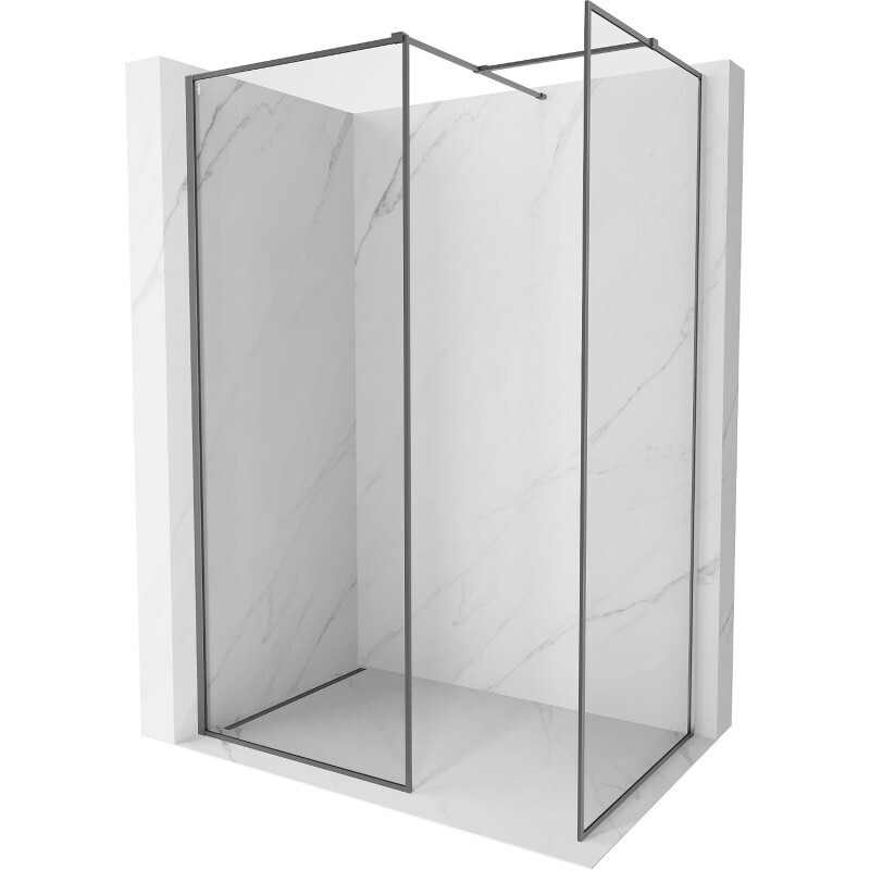 MEXEN/S Kioto-XF Sprchová zástěna WALK-IN s rámem 120 x 70, transparent 10 mm, grafit metal 800-120-202-04-95-070-XF