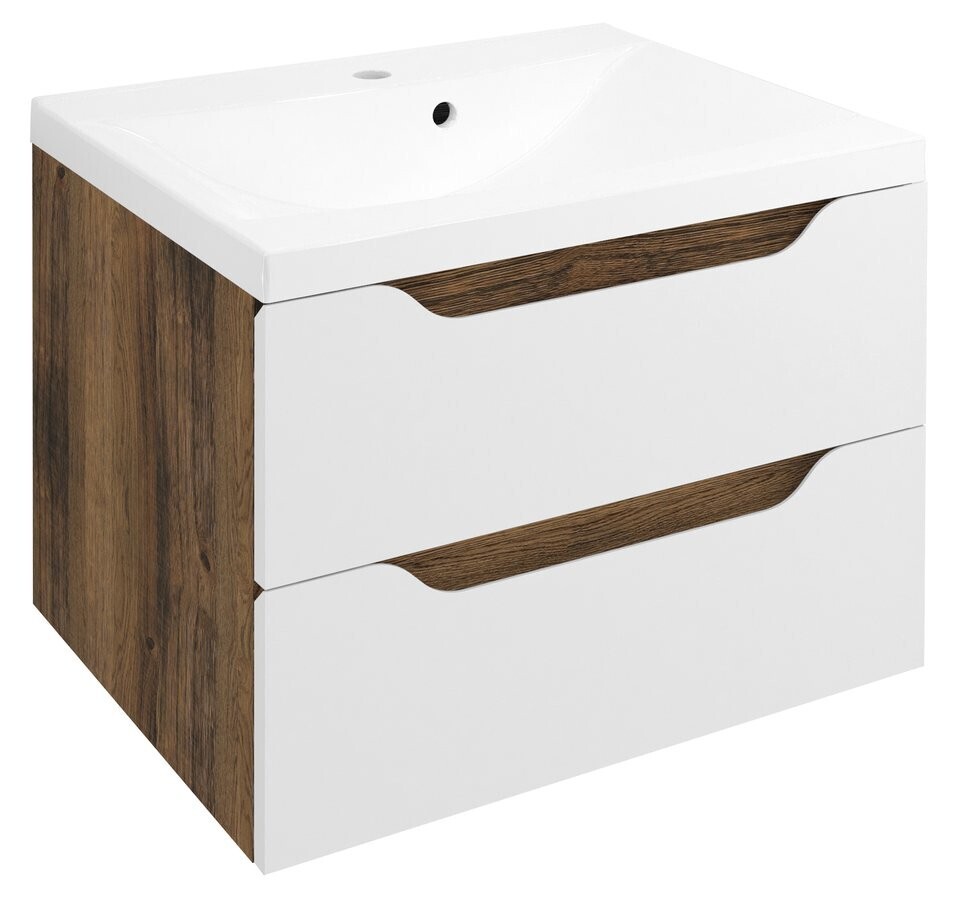 SAPHO WAVE umyvadlová skříňka 60x65x47,8cm, bílá/dub collingwood WA060-3019