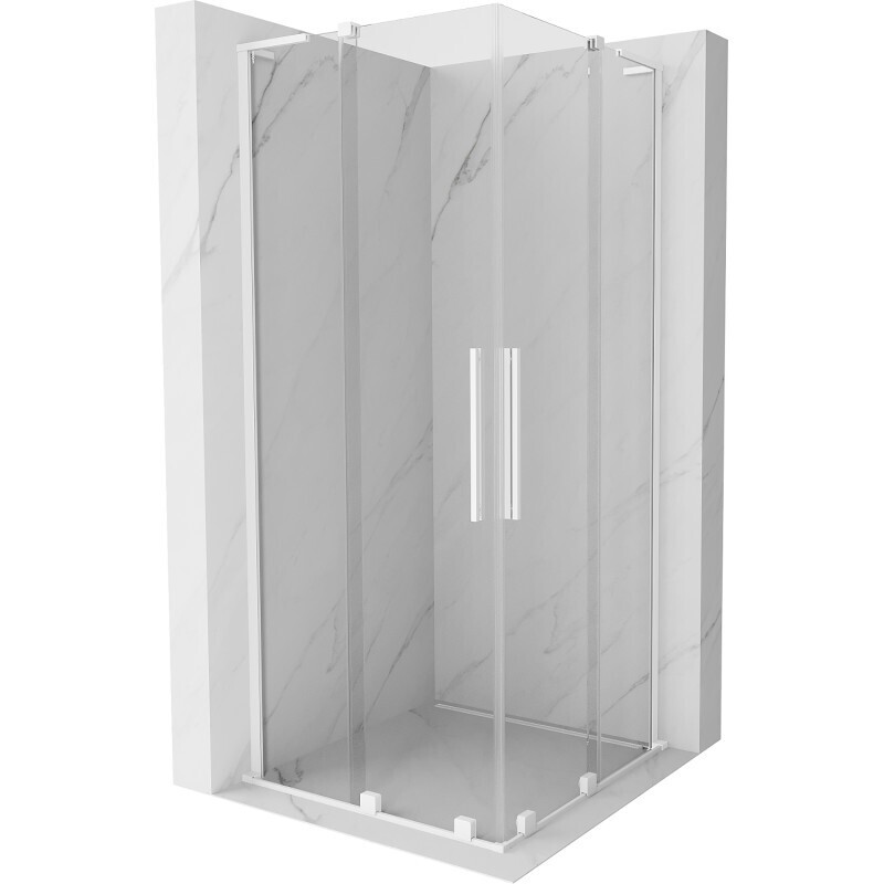 MEXEN/S Velar L Duo sprchový kout, posuvné dveře 90 x 90, transparent, bílá 871-090-090-02-03-20