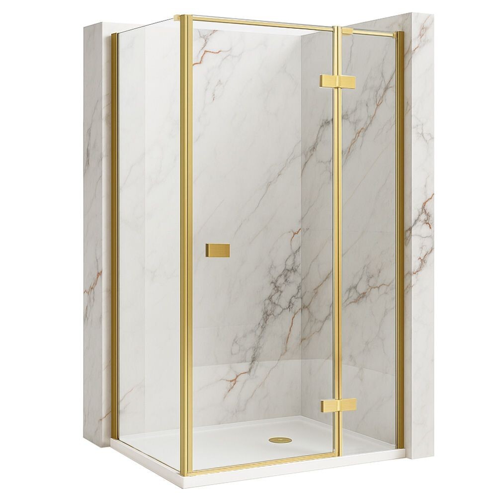 REA/S Sprchový kout Atlas 80x80 Brush Gold vpravo KPL-K4373