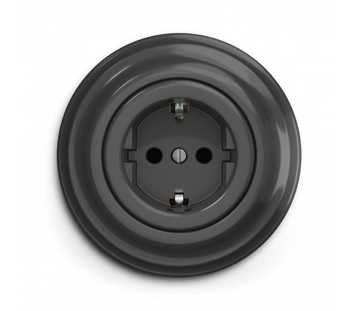 lap lap - Retro zásuvka domovní s rámečkem SCHUKO 230V/16A antracit