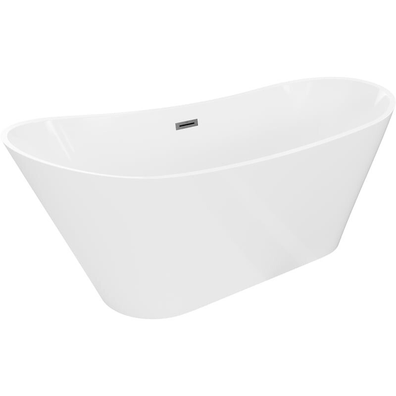 MEXEN/S Dora volně stojící vana 160 x 75, bílá, sifon a přepad grafit kartáčovaná 52071607500-66