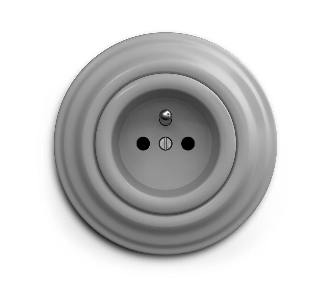 lap lap - Retro zásuvka domovní s rámečkem 230V šedá