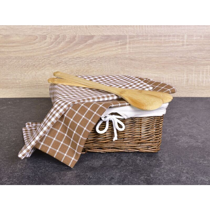 Utěrka bavlněná, Káro hnědé, set 2 ks