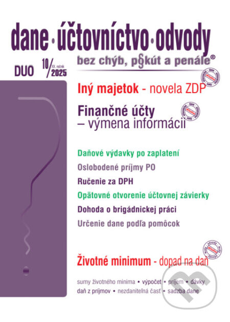 DUO 10/2025 – Iný majetok podľa ZDP, Daňové výdavky - kolektív autorov