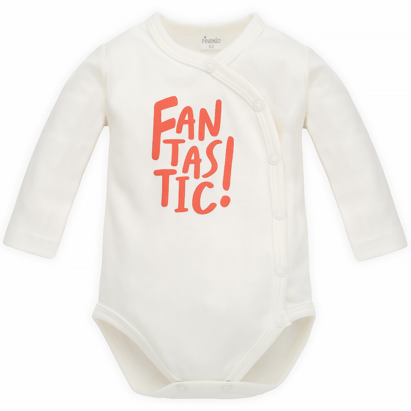 Pinokio Kids's Orange Flip Bodysuit Buttoned Longsleeve /Print