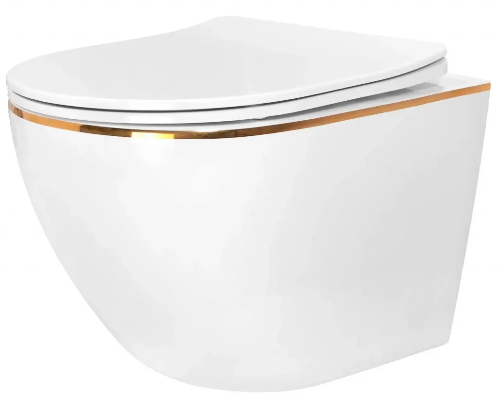 REA Závěsná WC mísa Carlo Tornado Rimless Flat GOLD EDGE REA-C4800