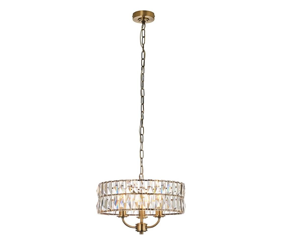 Endon Endon 106243 - Lustr na řetězu CLIFTON 3xE14/6W/230V pr. 38,5 cm mosaz/čirá