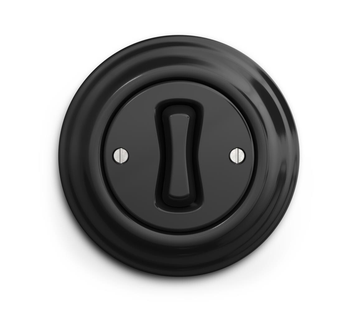 lap lap - Retro schodišťový vypínač s rámečkem č. 6 černá