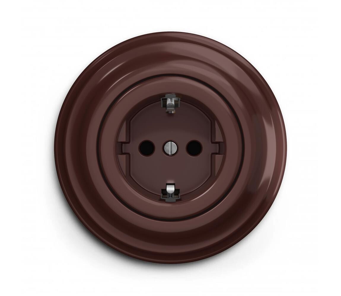 lap lap - Retro zásuvka domovní s rámečkem SCHUKO 230V/16A hnědá