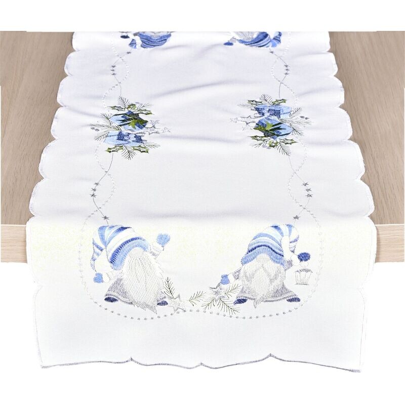 Ubrus Vánoční, Trpaslíci modrostříbrní, bílý 35 x 35 cm