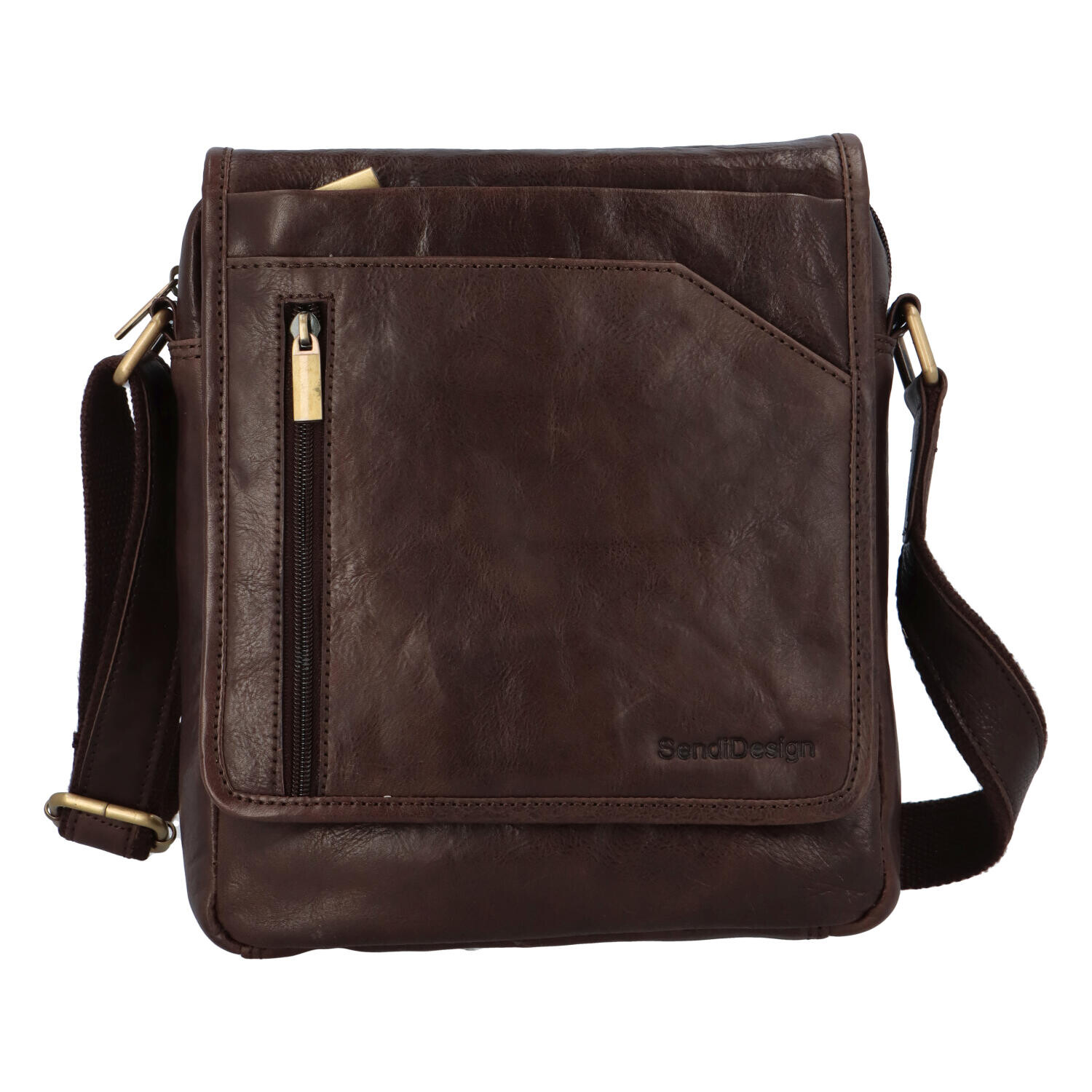 Pánská kožená taška přes rameno hnědá - SendiDesign Milakyj hnědá