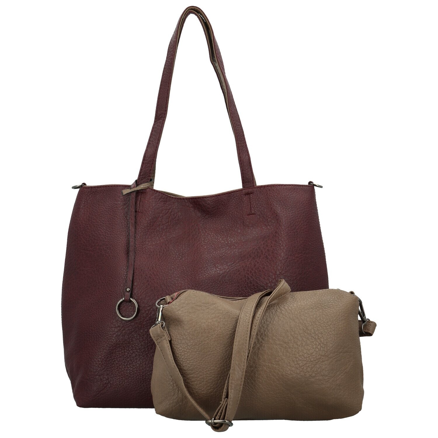 Dámský set kabelek vínový/khaki - MaxFly Areti vínová