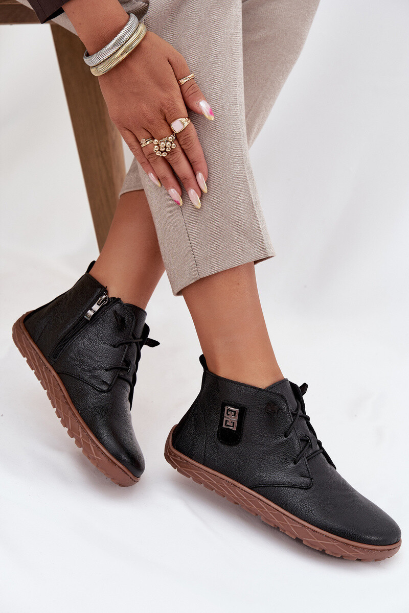 Kožené dámské polobotky Barefoot s ozdobným detailem Zazoo