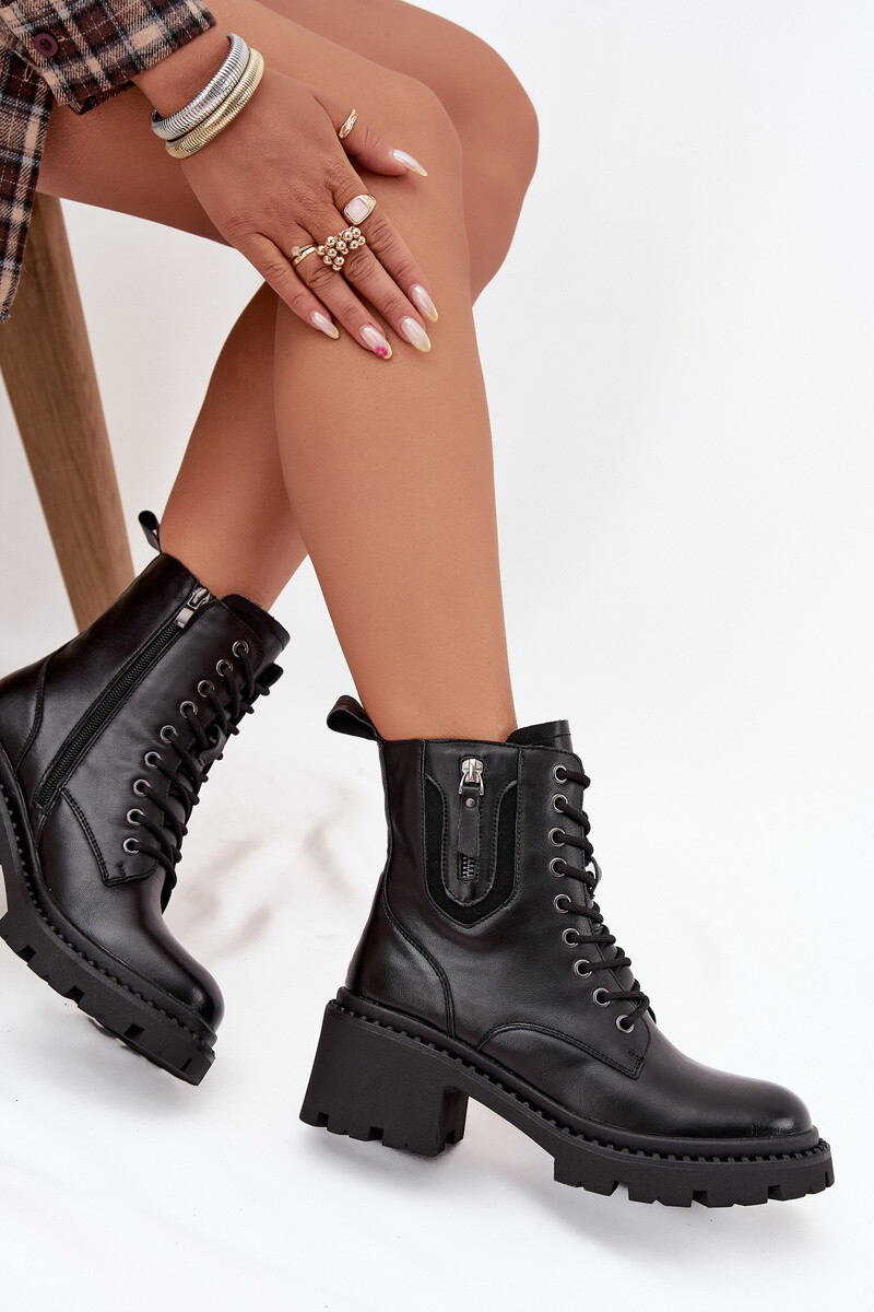 Kožené dámské kotníčkové boty na klínku vyhřívané Vinceza