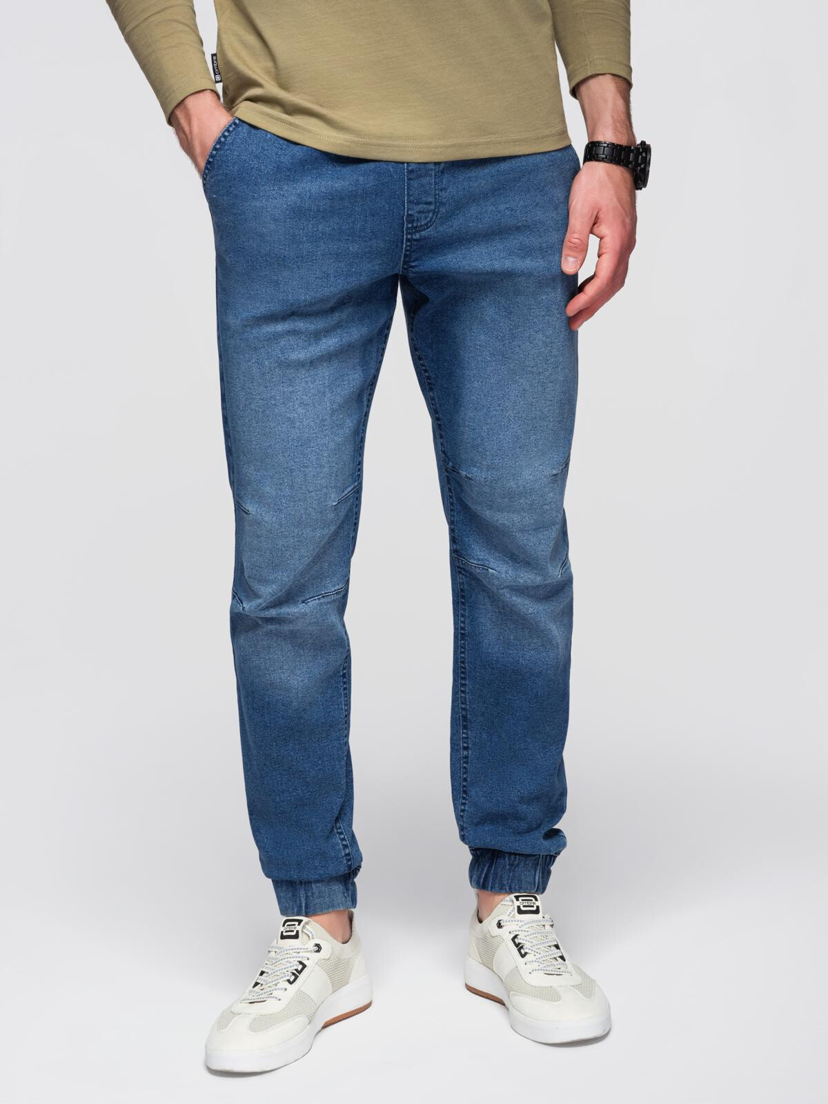 Ombre Men's wash-effect denim JOGGERS pants - blue