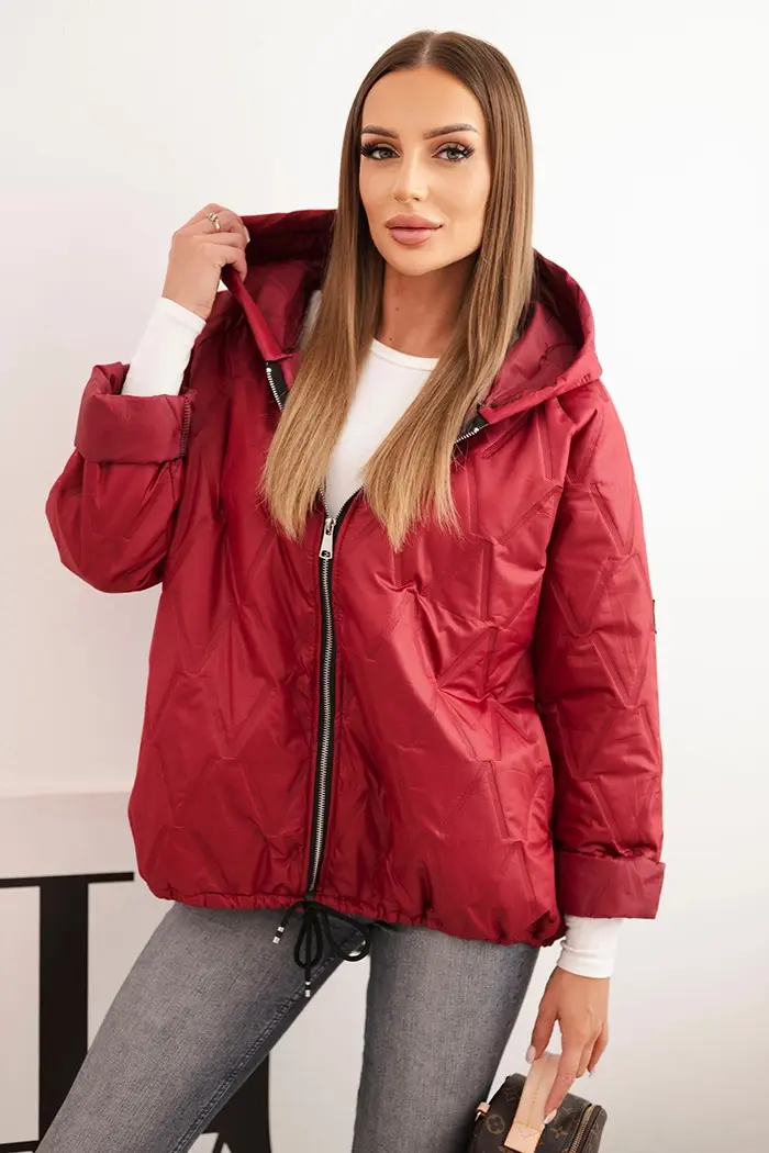 Kesi Włoski Dámská prošívaná bunda s kapucí bordová