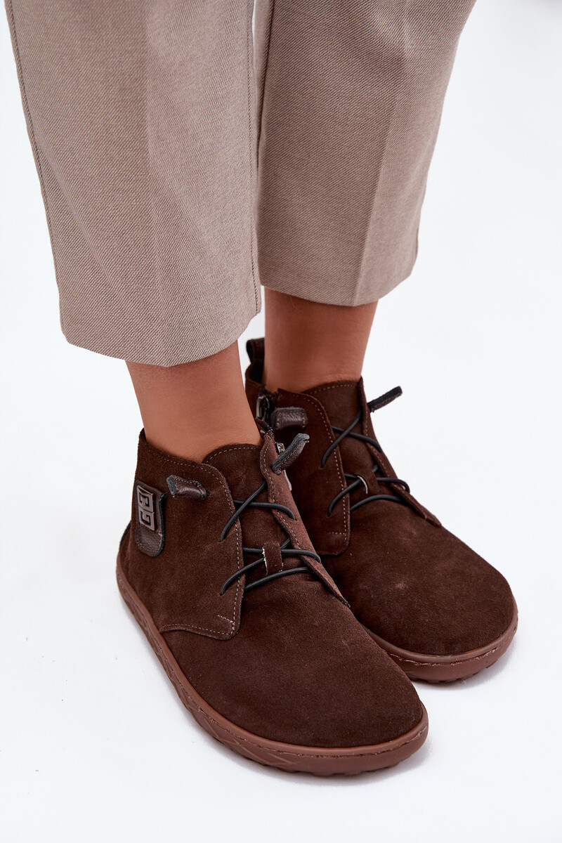 Semišové dámské polobotky Barefoot s ozdobným detailem Zazoo