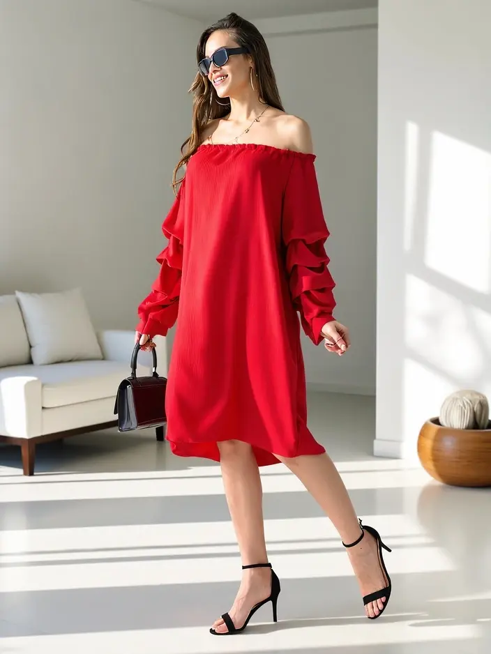 Resti Smooth women's dress a'la Spanish with ruffles