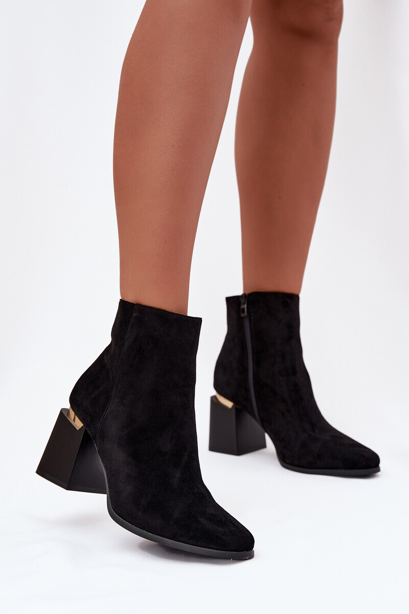 Boto Zateplené dámské kotníkové boty na jehle z ekzem zamsz černé Brivelle