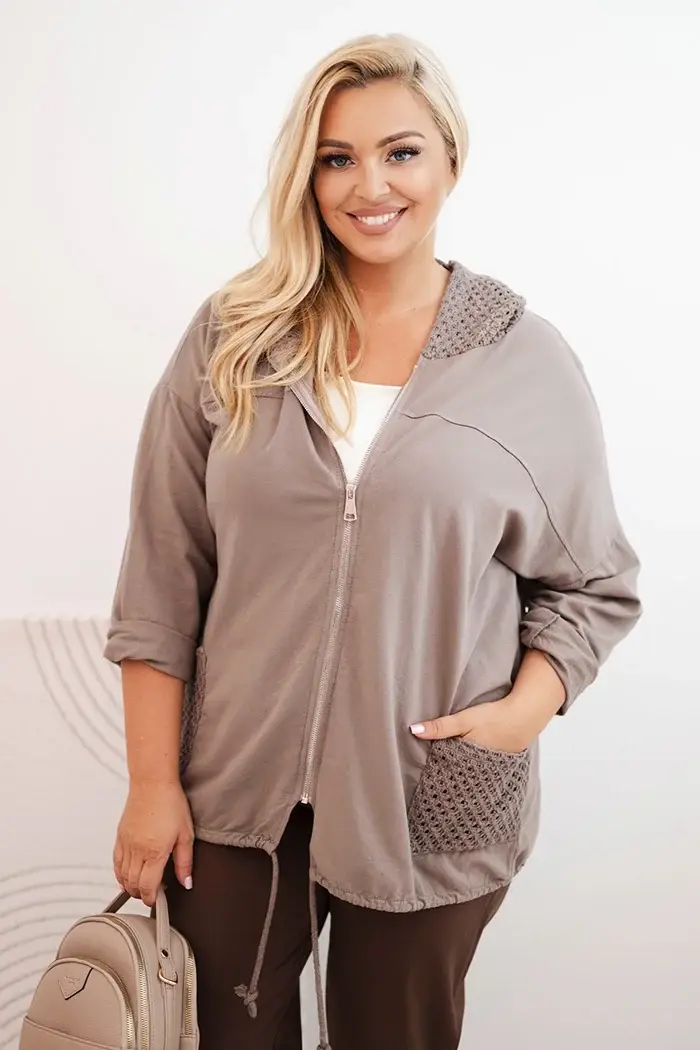 Kesi Włoski Dámská mikina Plus Size bavlněná oversize s dlouhým rukávem fango