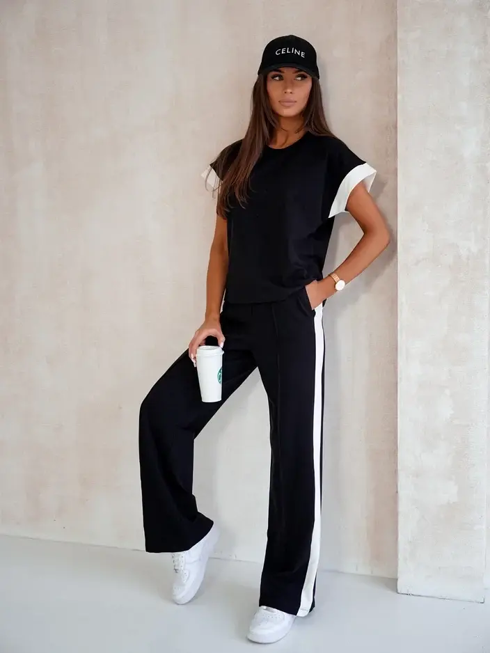 Resti Women's cotton set with short sleeves and wide pants