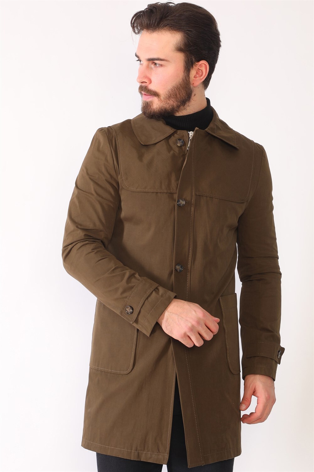 PLT8392 DEWBERRY MEN'S TOPCOAT-KHAKI