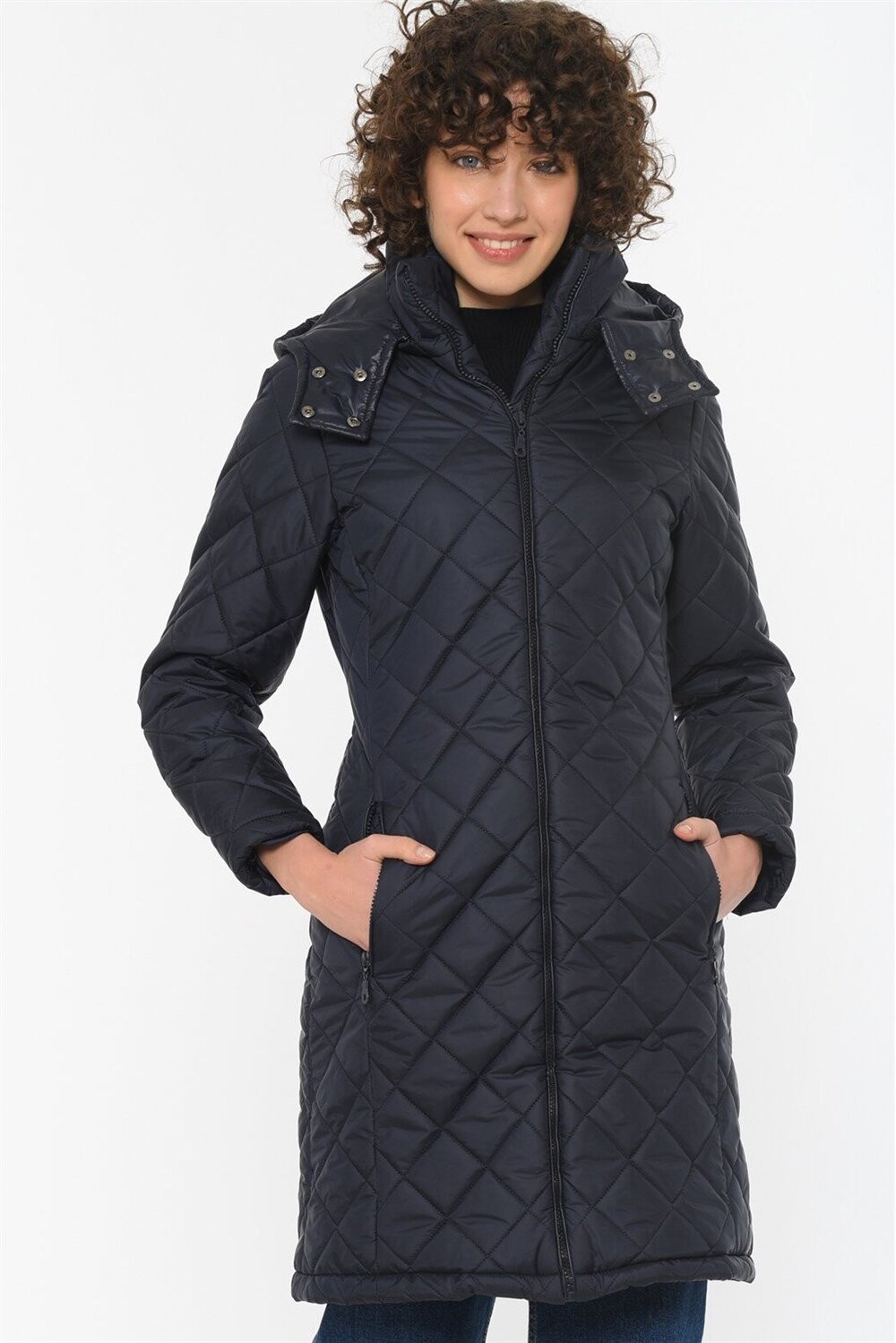Z6654 DEWBERRY WOMEN'S COAT-NAVY BLUE