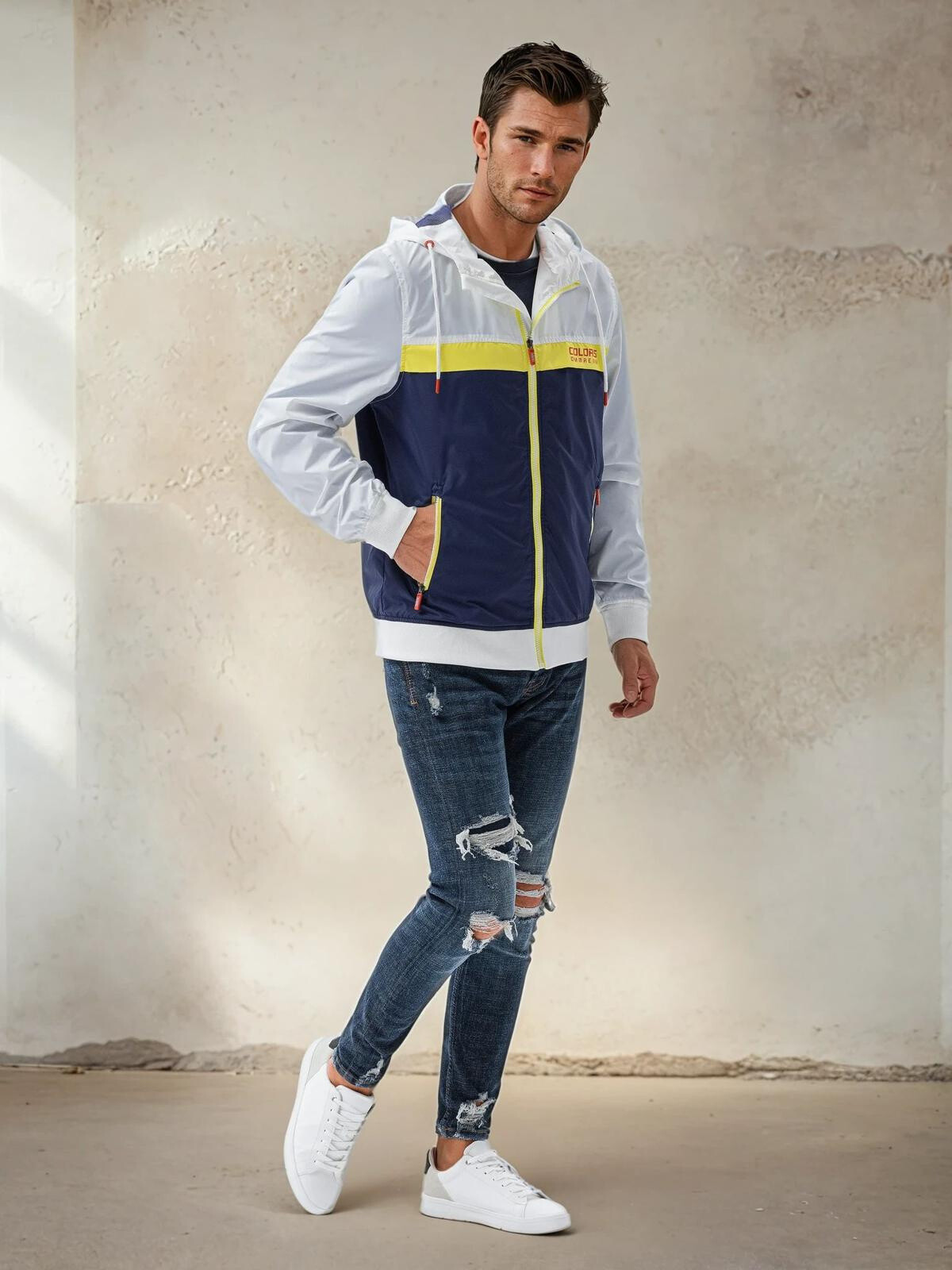 Ombre Men's hooded windbreaker jacket