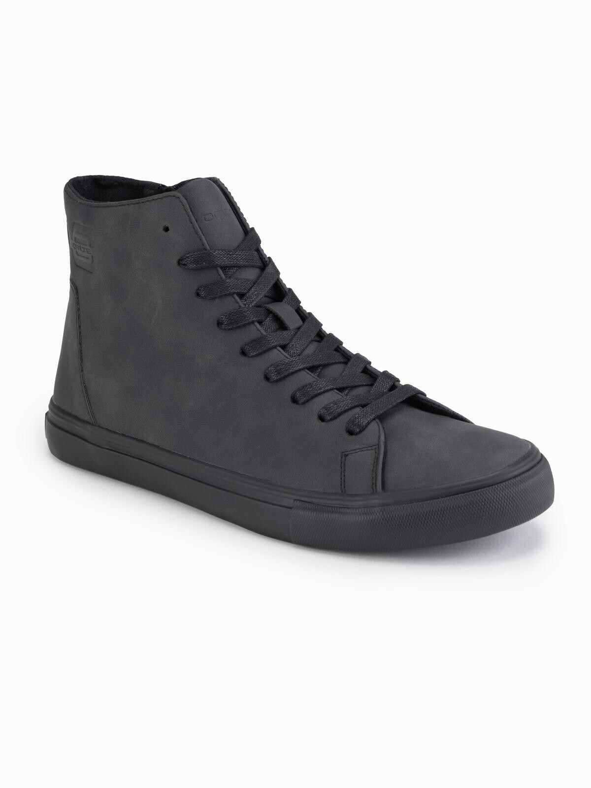 Ombre Men's high-top sneakers with matte texture and embossed logo - black