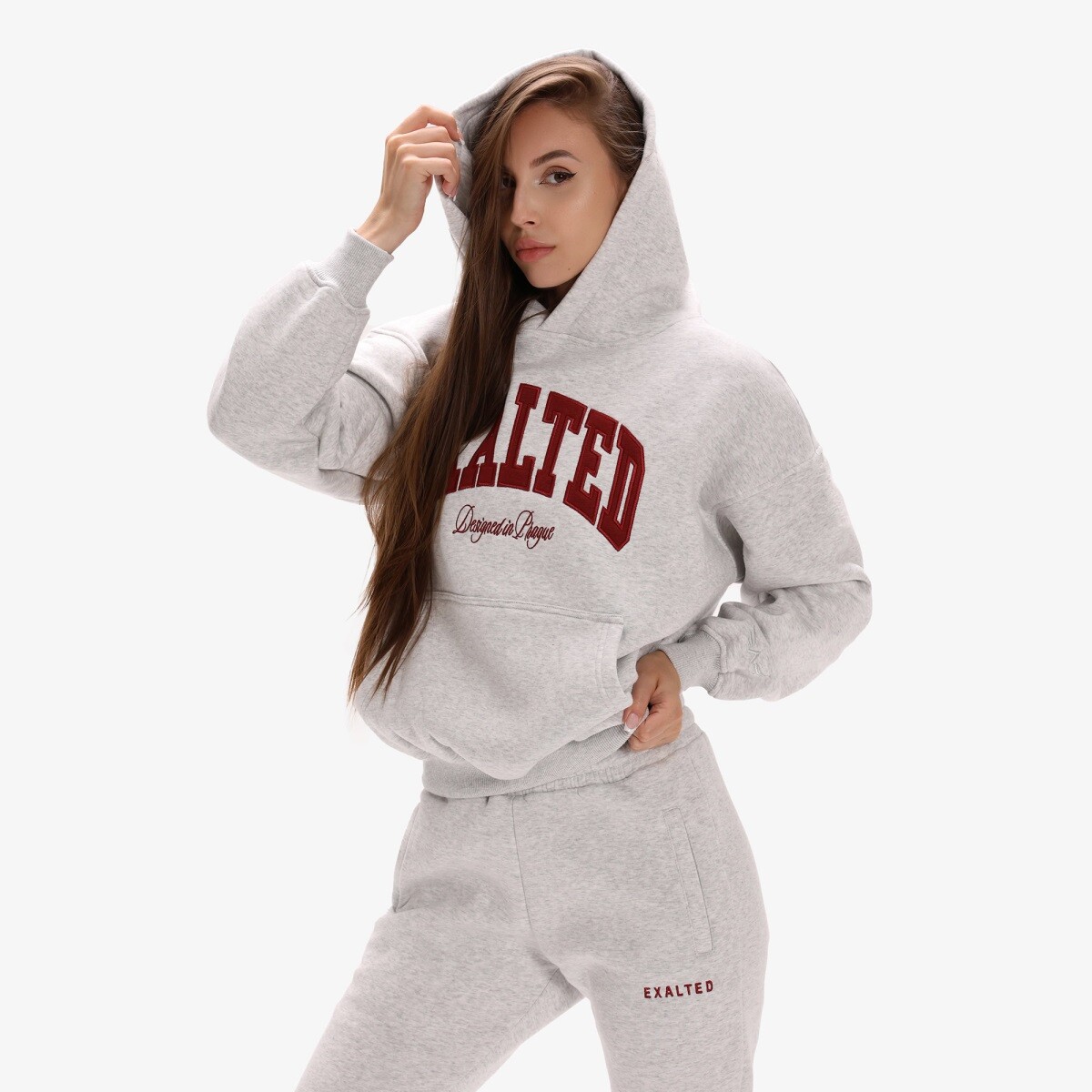 Dámská mikina exalted comfy-nest™ icon šedá/červená xs