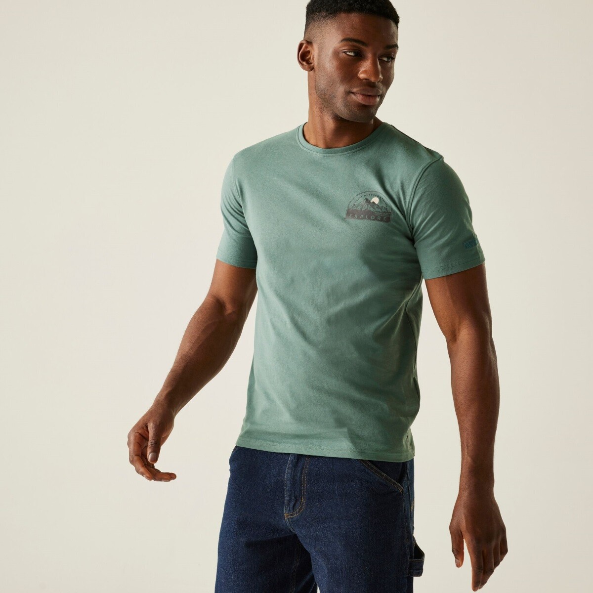 Pánské bavlněné tričko regatta cline ix zelenošedá m