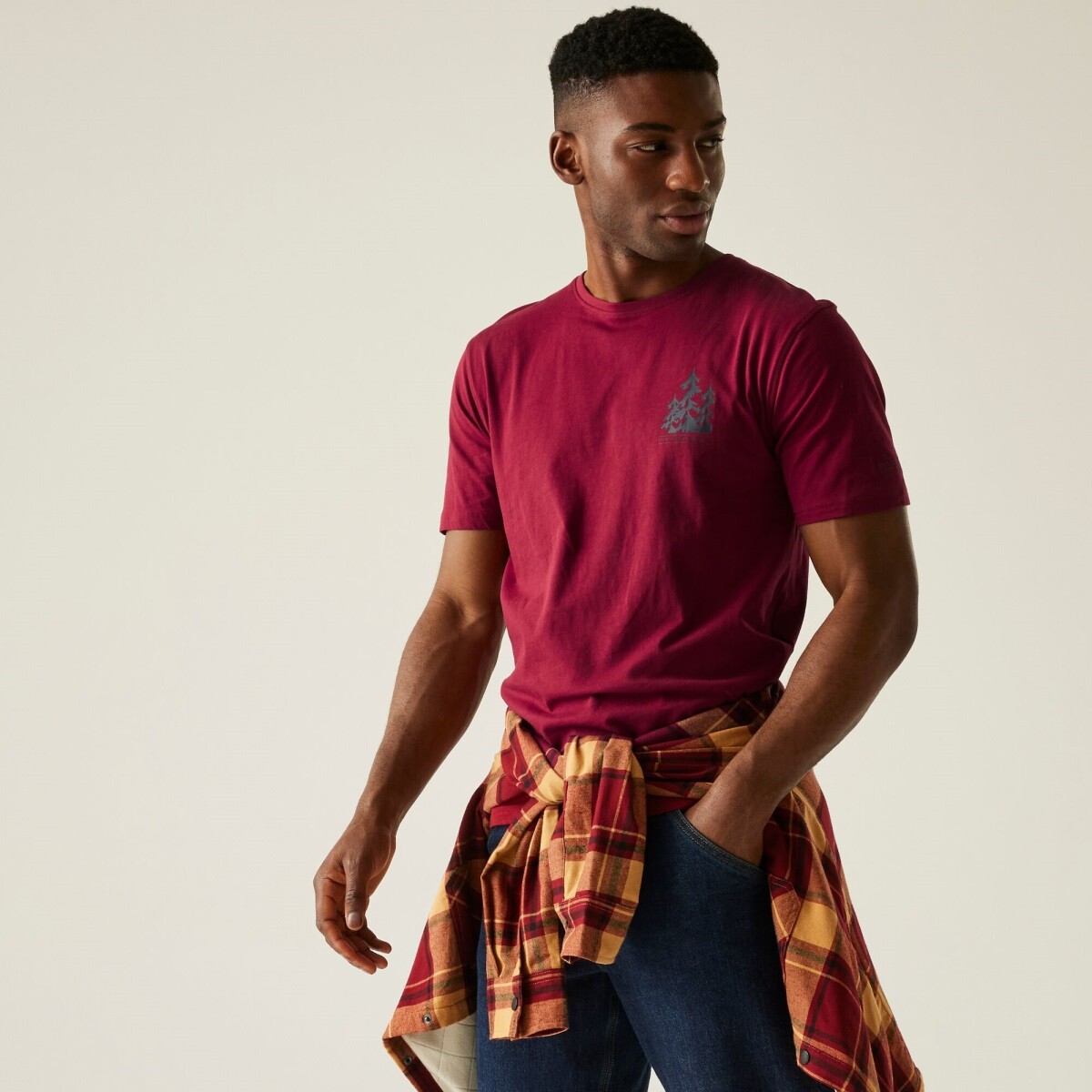 Pánské bavlněné tričko regatta cline ix vínová m