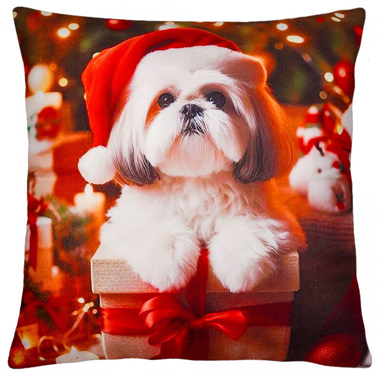 Vánoční polštář CHRISTMAS DOG I. 40x40 cm Mybesthome Varianta: Povlak na polštář, 40x40 cm