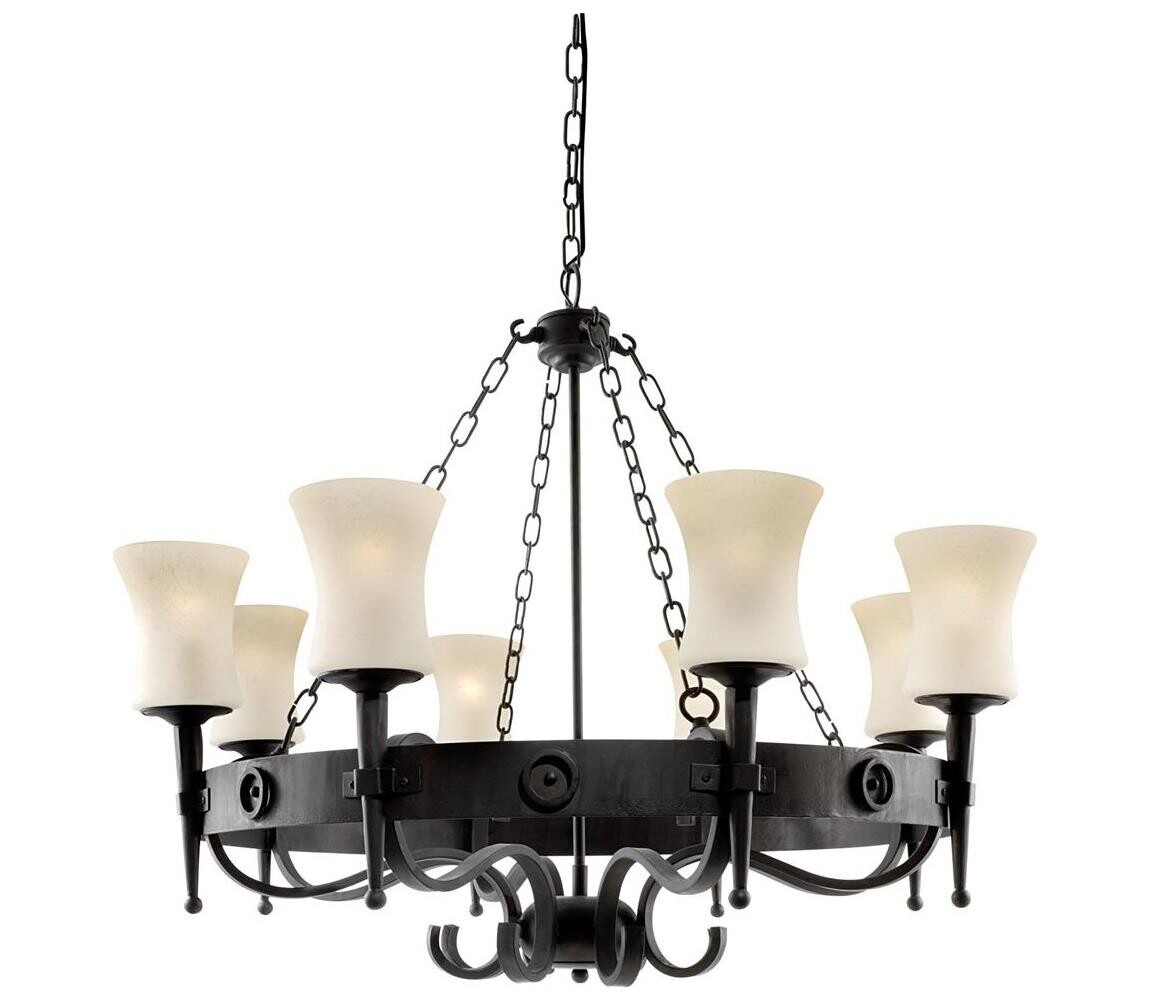 Searchlight Searchlight 0818-8BK - Lustr na řetězu CARTWHEEL 8xE27/60W/230V černá