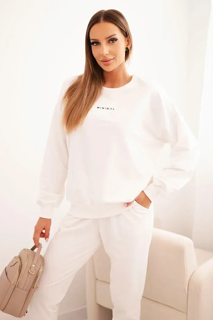 Polski Dámská bavlněná souprava s potiskem Minimal ecru