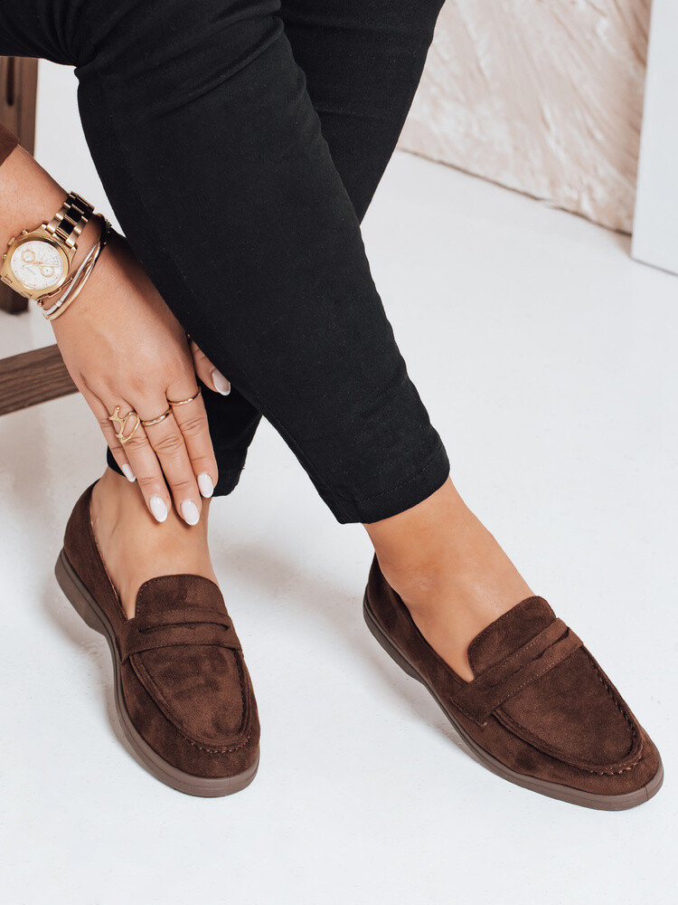 Mokasyny damskie zamszowe brązowe Dstreet