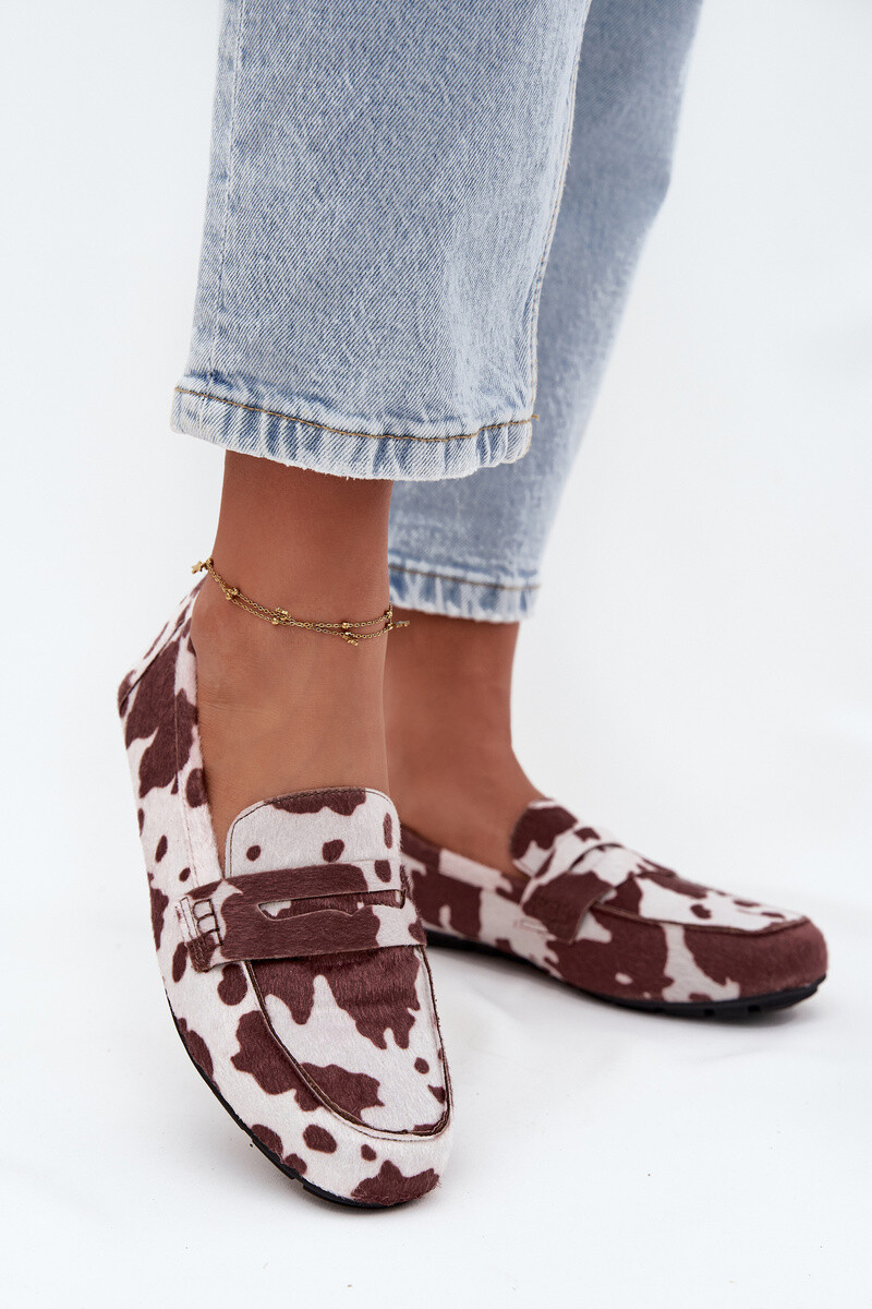 Boto Loafersy Mokasyny Dámské Ploché V Látách Hnědo-Bílé Soreline