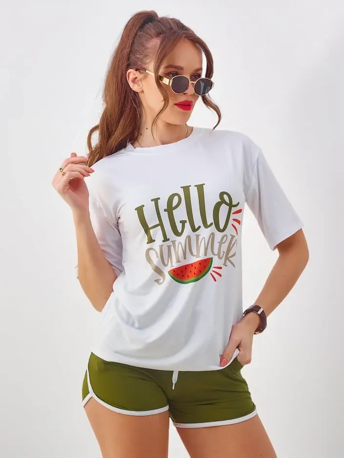 Resti Women's sports set with t-shirt and shorts Hello Summer